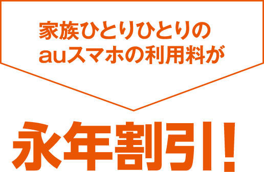 家族ひとりひとりのauスマホの利用料が永年割引！