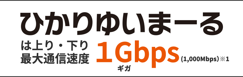 ひかりゆいまーるは上り・下り最大通信速度1Gbps（1,000Mbps）※1